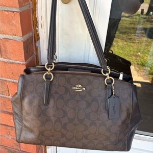 Coach Dark Brown Signature Shoulder Bag